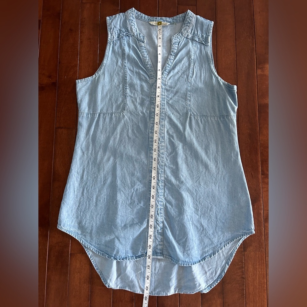Soft Surroundings 100% Tencel Chambray Sleeveless Tunic Top Size XS - Picture 4 of 8
